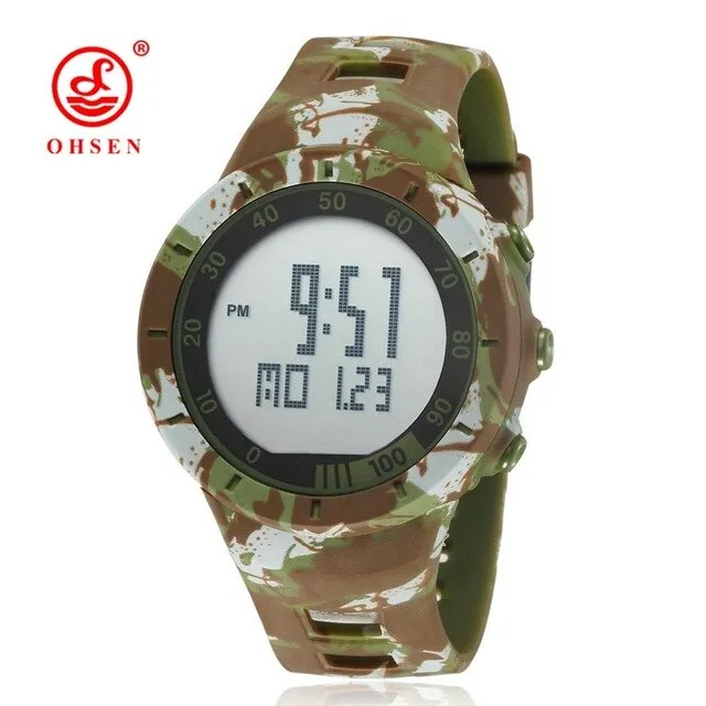 OHSEN Digital LED outdoor Sports Watches men women Stopwatch 50M Waterproof Red fashion silicone watch clocks relogio masculino