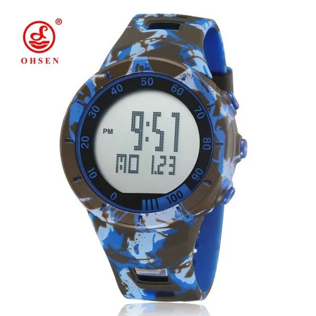 OHSEN Digital LED outdoor Sports Watches men women Stopwatch 50M Waterproof Red fashion silicone watch clocks relogio masculino