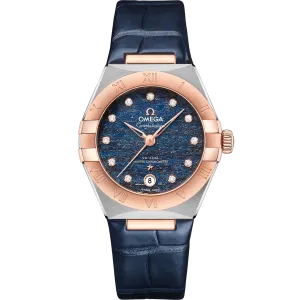 Omega Constellation 29 mm, steel - Sedna™ gold on leather strap