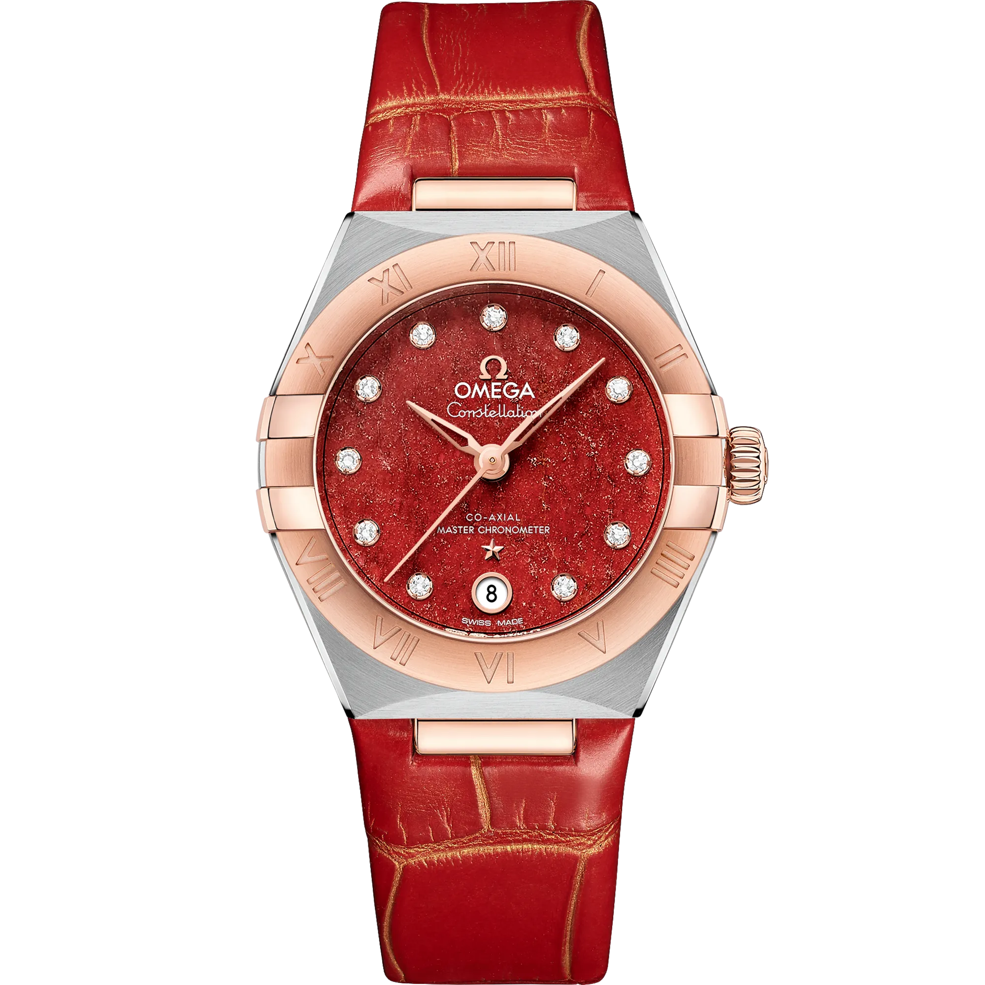 Omega Constellation 29 mm, steel - Sedna™ gold on leather strap
