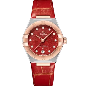 Omega Constellation 29 mm, steel - Sedna™ gold on leather strap