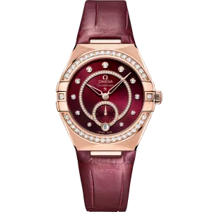 Omega Constellation 34 mm, Sedna™ gold on leather strap