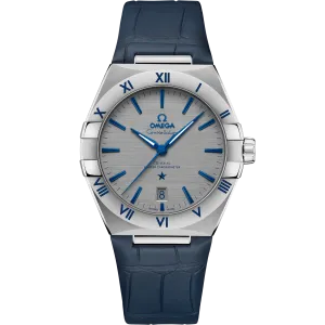 Omega Constellation 39 mm, steel on leather strap