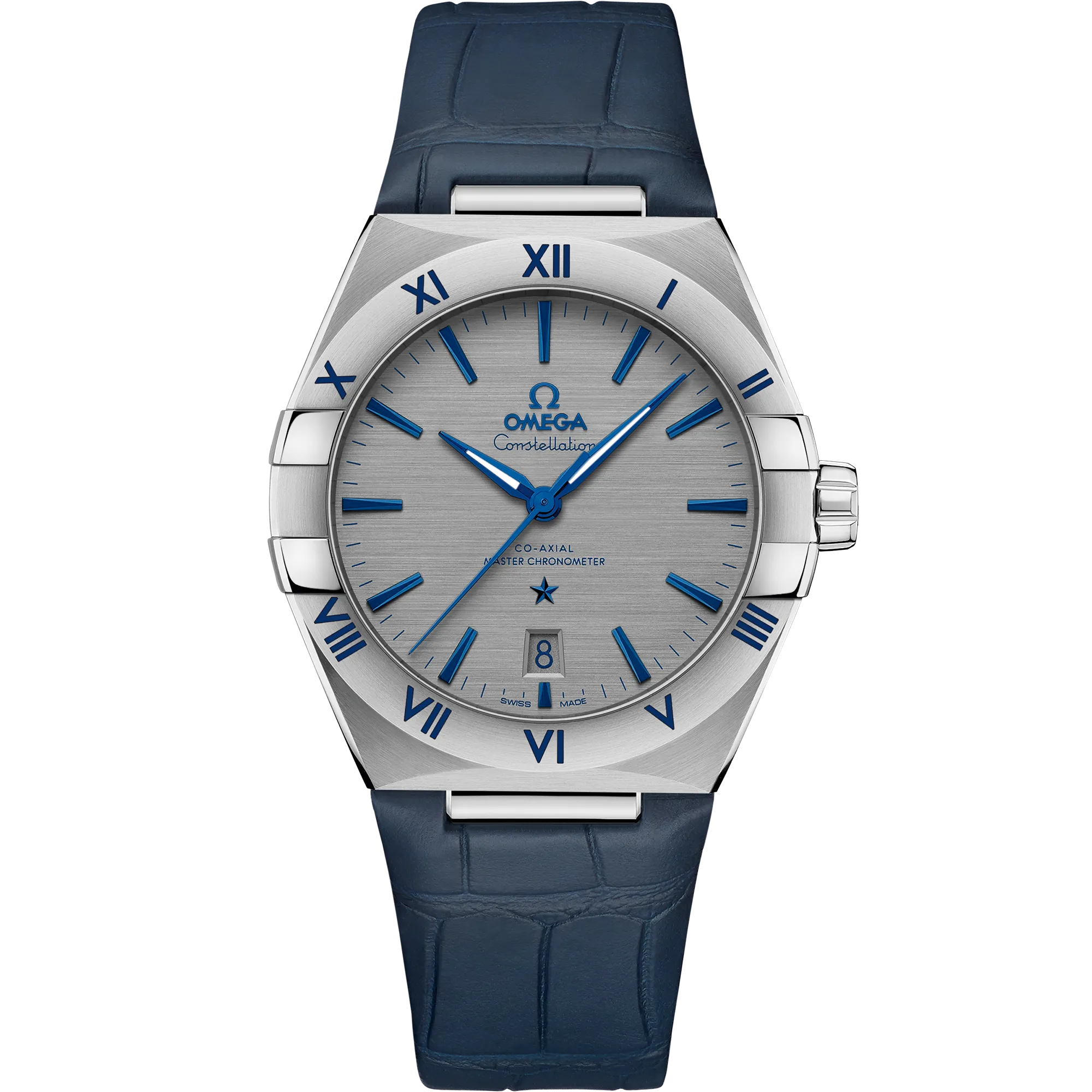 Omega Constellation 39 mm, steel on leather strap