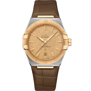 Omega Constellation 39 mm, steel - yellow gold on leather strap