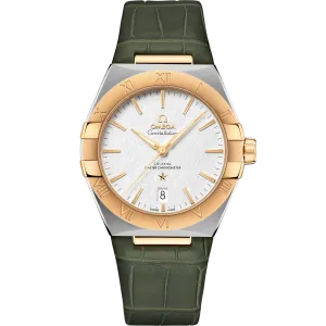 Omega Constellation 39 mm, steel - yellow gold on leather strap