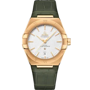 Omega Constellation 39 mm, yellow gold on leather strap