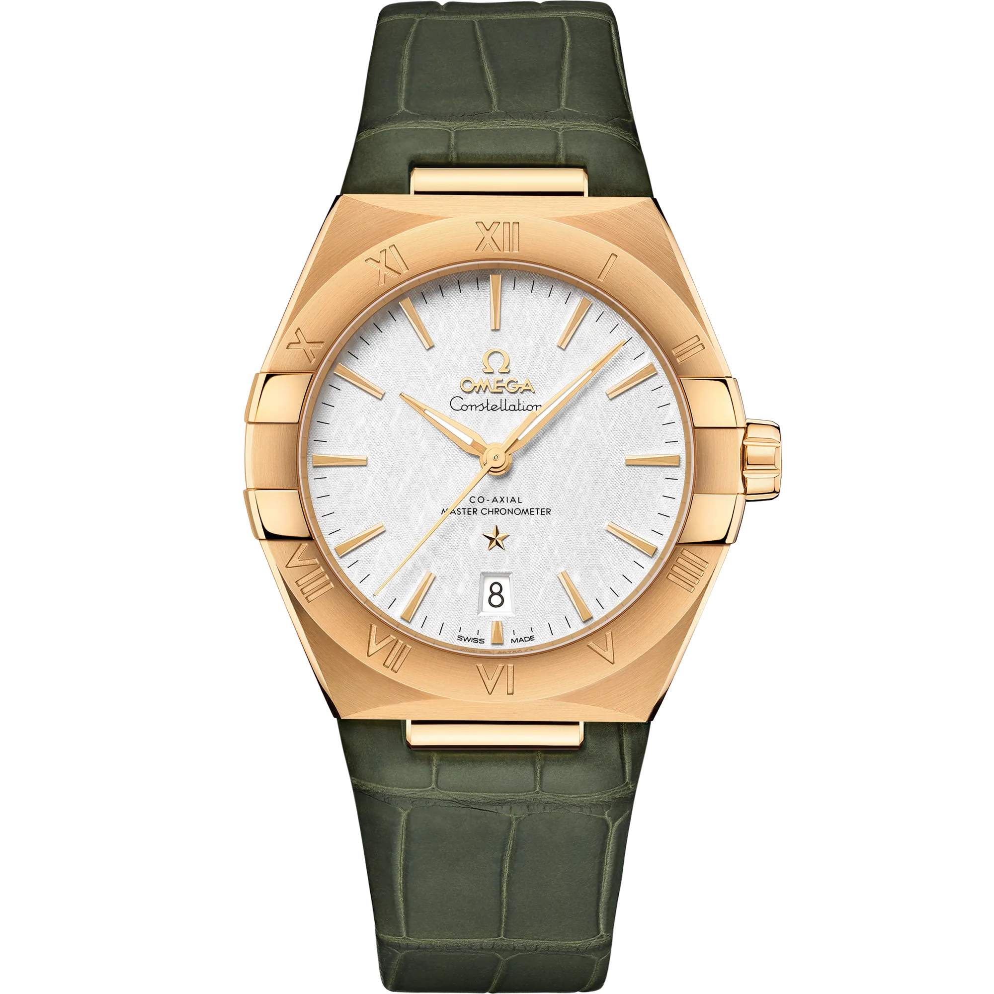 Omega Constellation 39 mm, yellow gold on leather strap