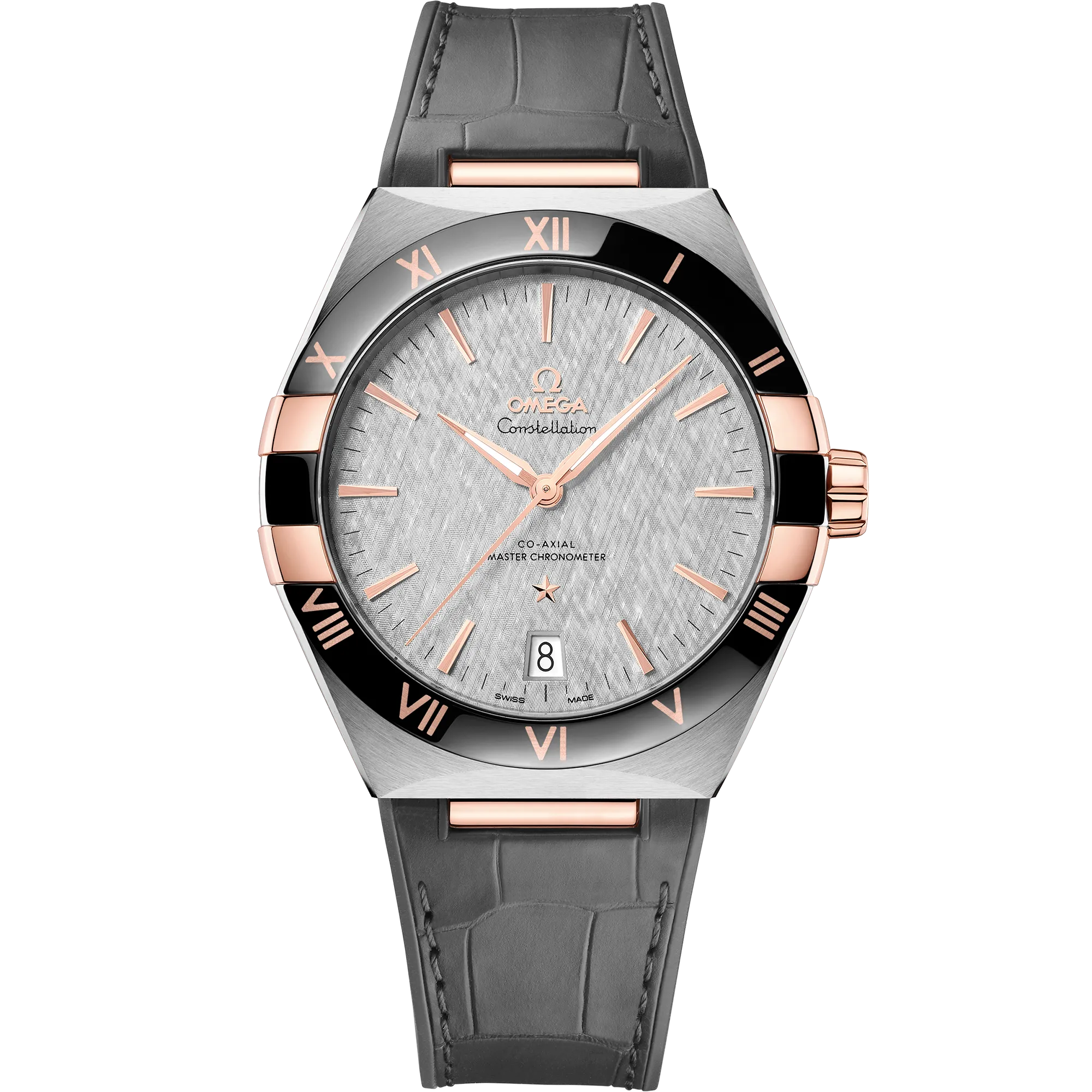 Omega Constellation 41 mm, steel - Sedna™ gold on leather strap