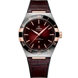Omega Constellation 41 mm, steel - Sedna™ gold on leather strap