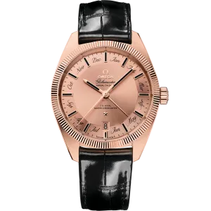 Omega Constellation Globemaster 41 mm, Sedna™ gold on leather strap