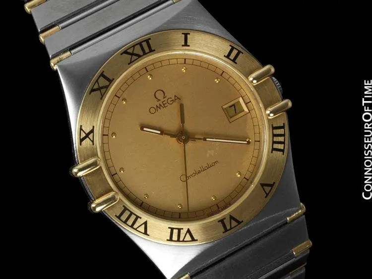Omega Constellation Mens Watch, Quartz, Date, 35mm - Brushed Stainless Steel & 18K Gold