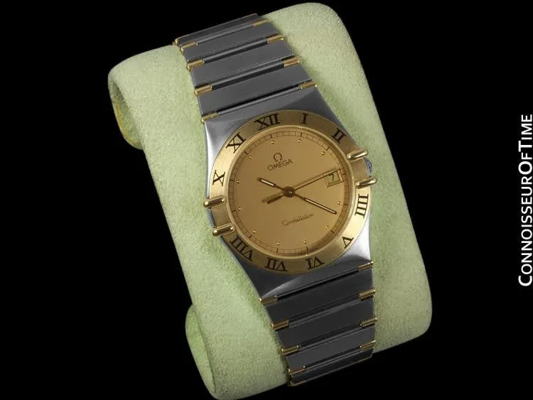 Omega Constellation Mens Watch, Quartz, Date, 35mm - Brushed Stainless Steel & 18K Gold