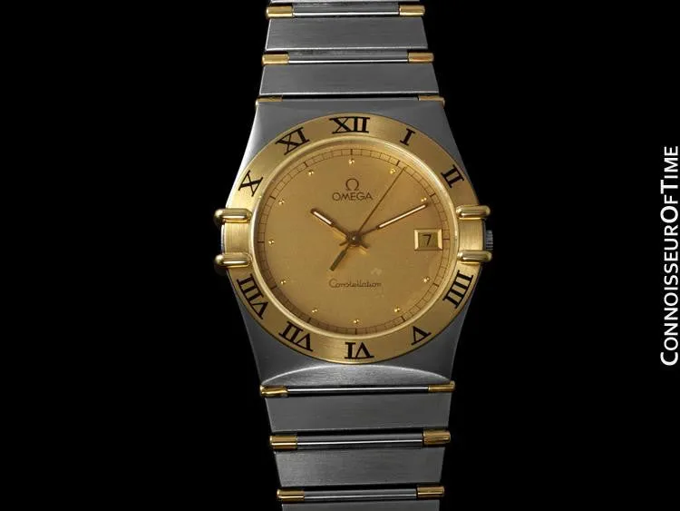 Omega Constellation Mens Watch, Quartz, Date, 35mm - Brushed Stainless Steel & 18K Gold