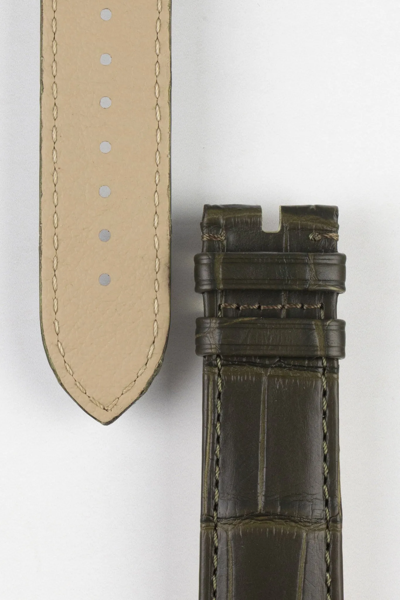 OMEGA CUZ010275 Speedmaster 20mm Genuine Alligator Watch Strap - DARK KHAKI