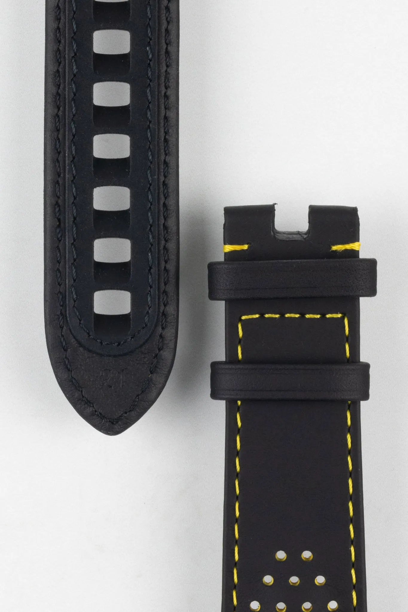 OMEGA CUZ010862 Speedmaster Apollo 8 Perforated Leather Watch Strap in BLACK & YELLOW
