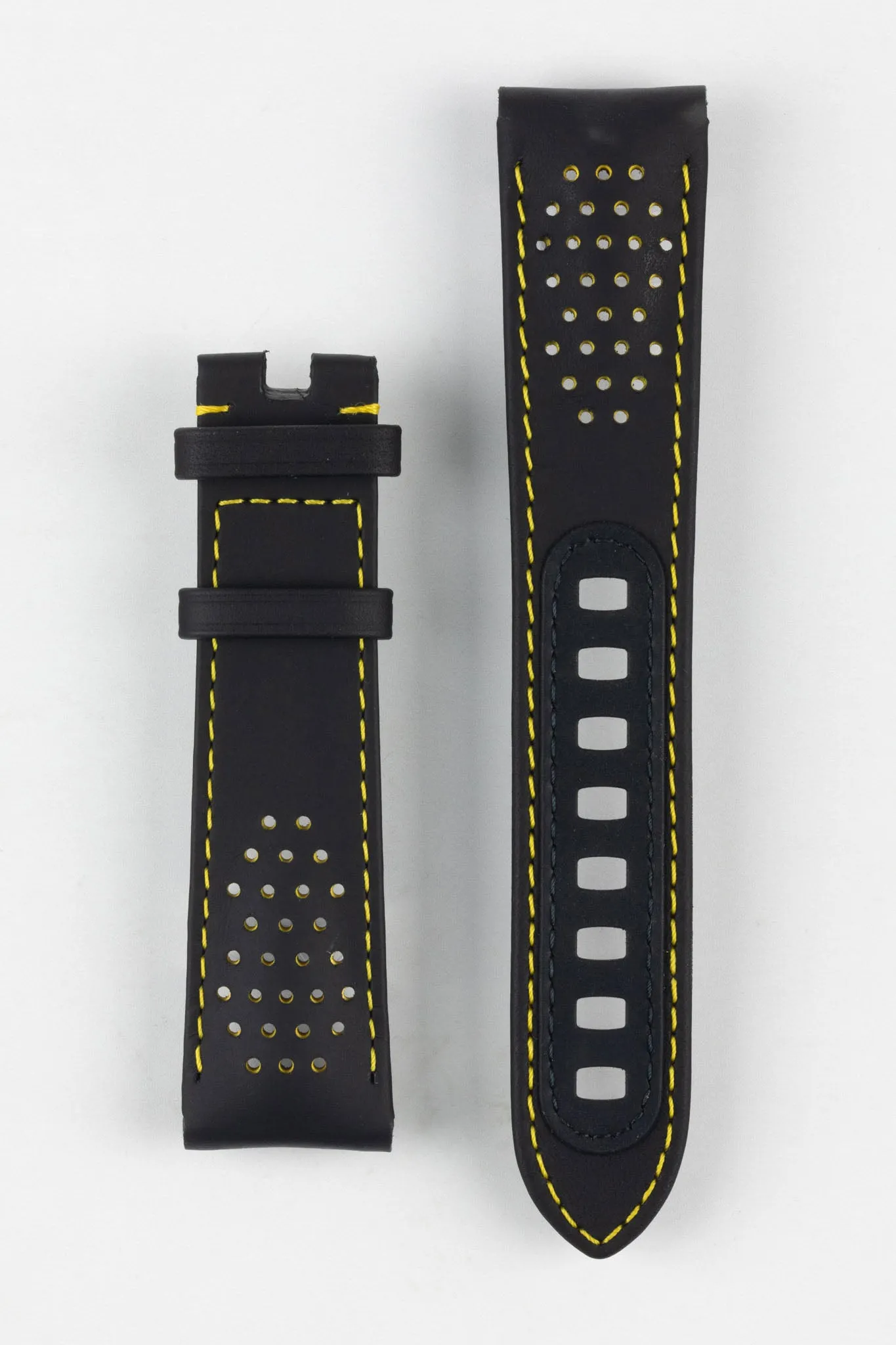 OMEGA CUZ010862 Speedmaster Apollo 8 Perforated Leather Watch Strap in BLACK & YELLOW