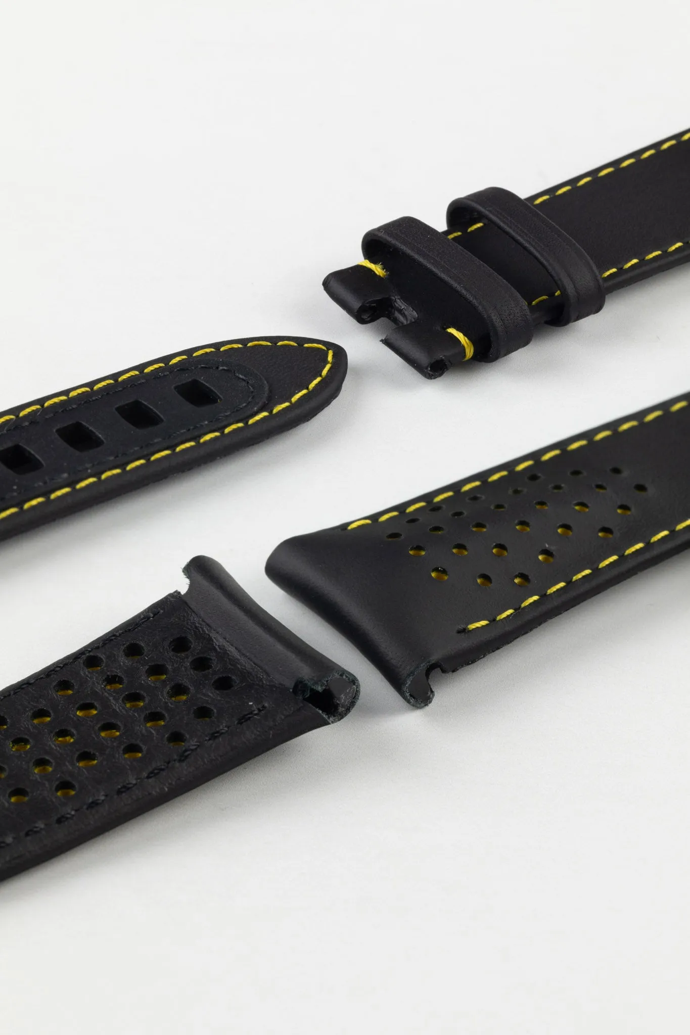 OMEGA CUZ010862 Speedmaster Apollo 8 Perforated Leather Watch Strap in BLACK & YELLOW