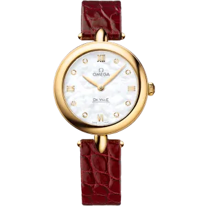 Omega De Ville Prestige 27.4 mm, yellow gold on leather strap