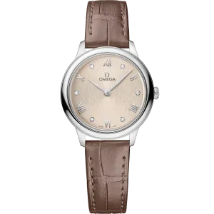 Omega De Ville Prestige 27.5 mm, steel on leather strap