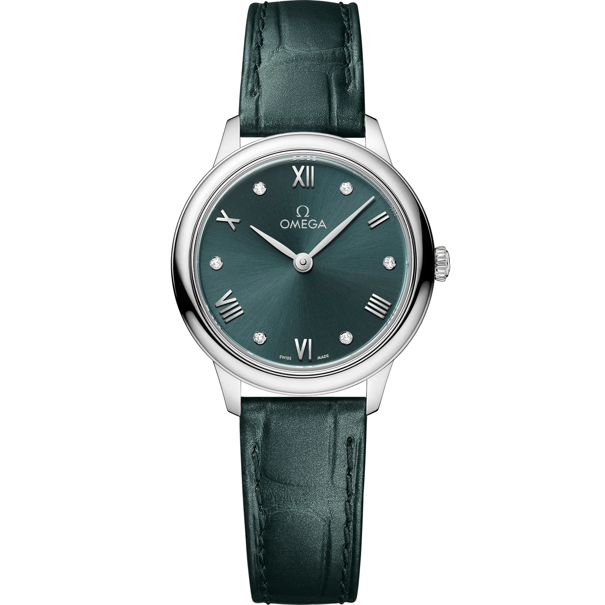 Omega De Ville Prestige 27.5 mm, steel on leather strap