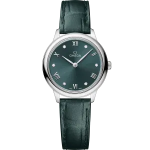 Omega De Ville Prestige 27.5 mm, steel on leather strap