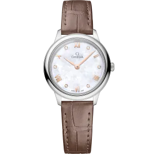 Omega De Ville Prestige 27.5 mm, steel on leather strap