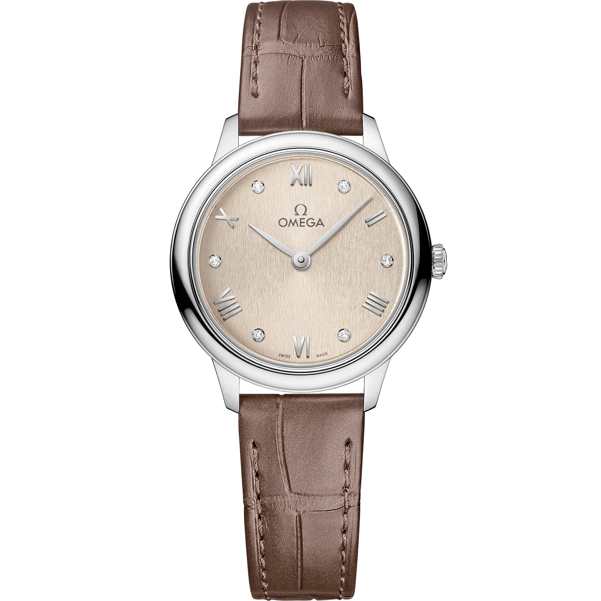 Omega De Ville Prestige 27.5 mm, steel on leather strap