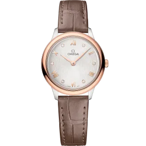 Omega De Ville Prestige 27.5 mm, steel - Sedna™ gold on leather strap