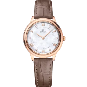 Omega De Ville Prestige 30 mm, Sedna™ gold on leather strap