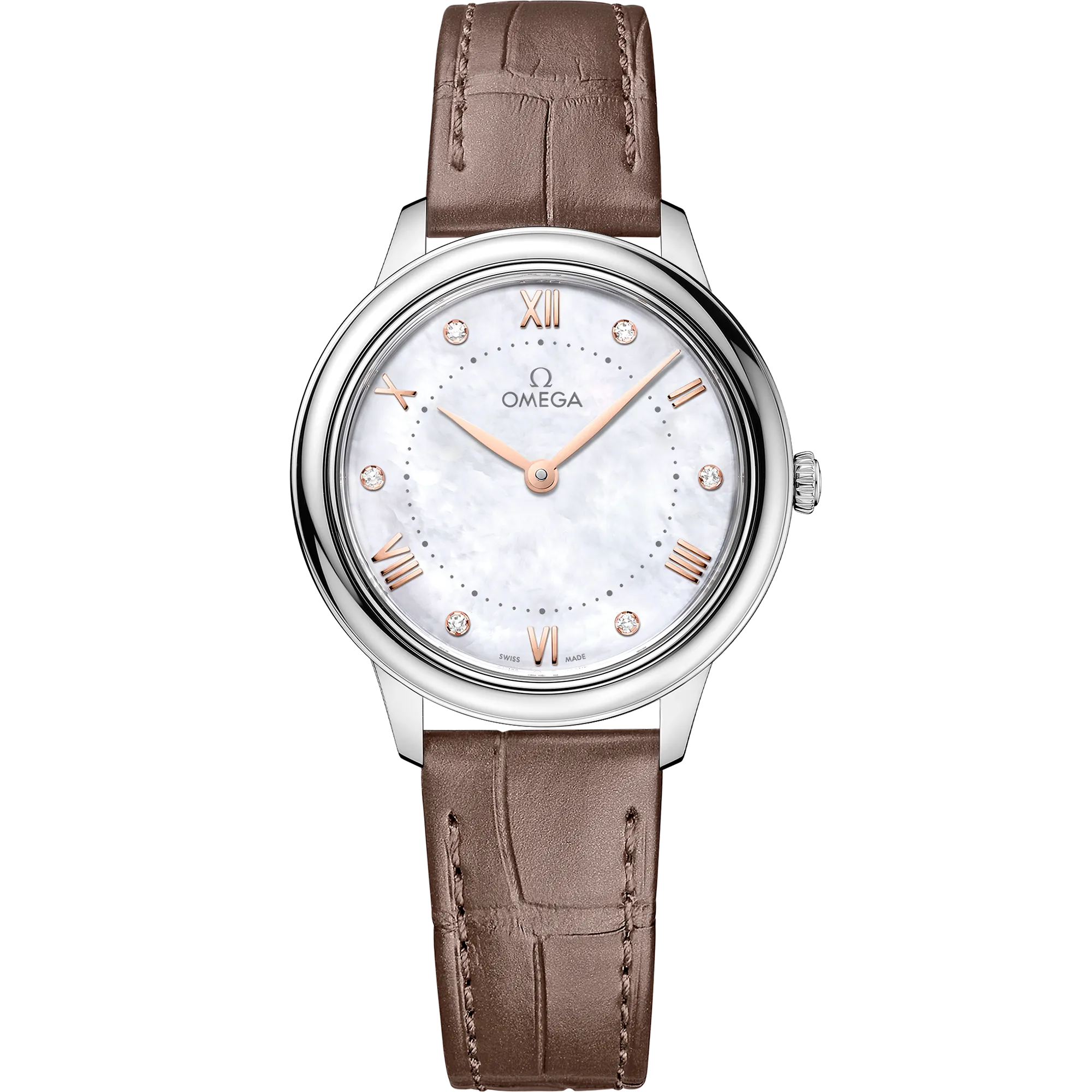 Omega De Ville Prestige 30 mm, steel on leather strap