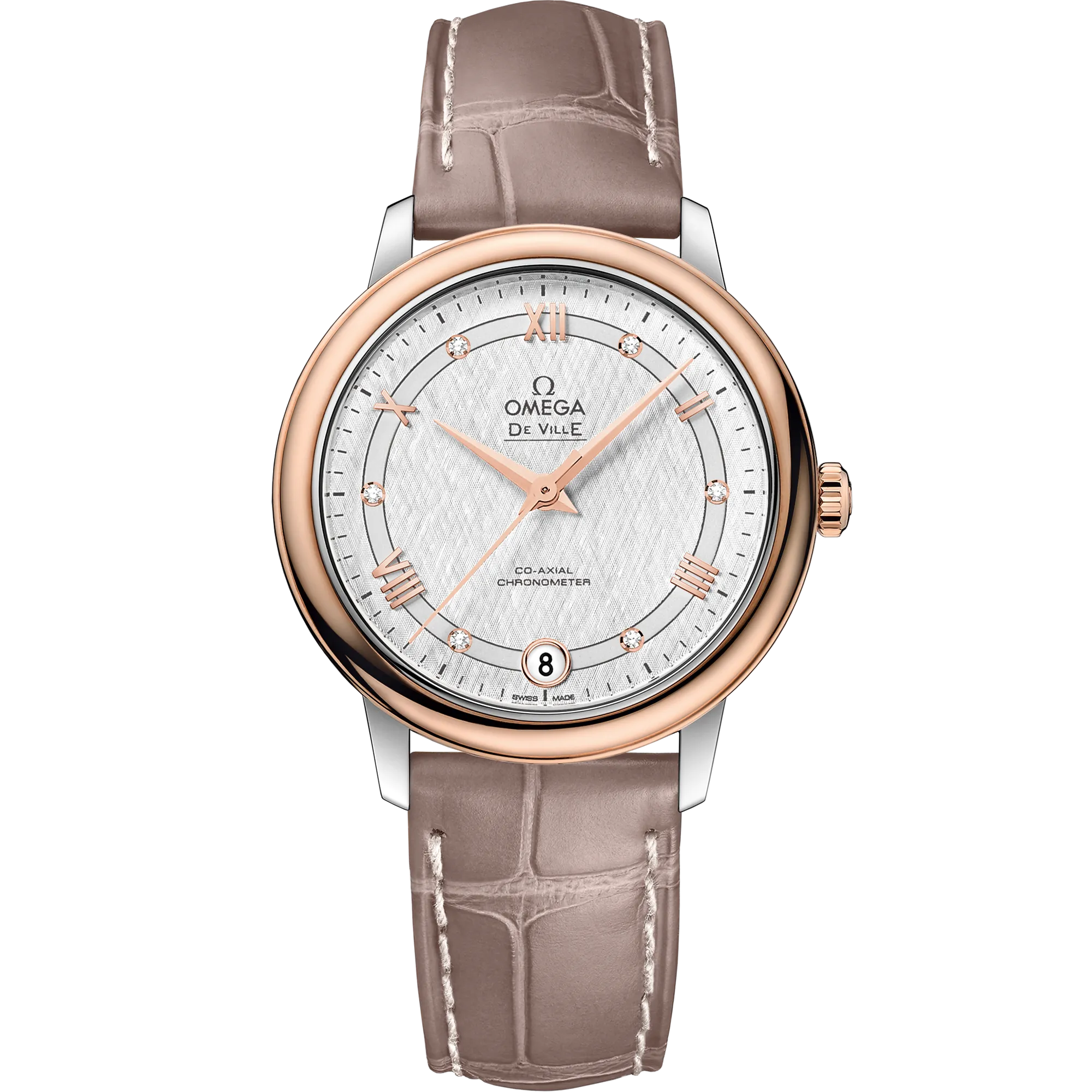 Omega De Ville Prestige 32.7 mm, steel - red gold on leather strap