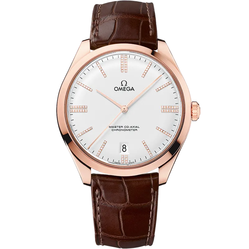 Omega De Ville Trésor 40 mm, Sedna™ gold on leather strap