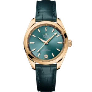 Omega Seamaster Aqua Terra Shades 34 mm, Moonshine™ gold on leather strap
