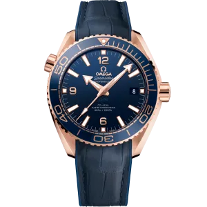 Omega Seamaster Planet Ocean 600M 43.5 mm, Sedna™ gold on leather strap with rubber lining