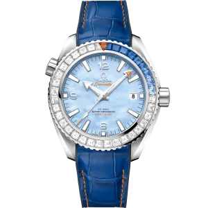 Omega Seamaster Planet Ocean 600M 43.5 mm, white gold on leather strap with rubber lining