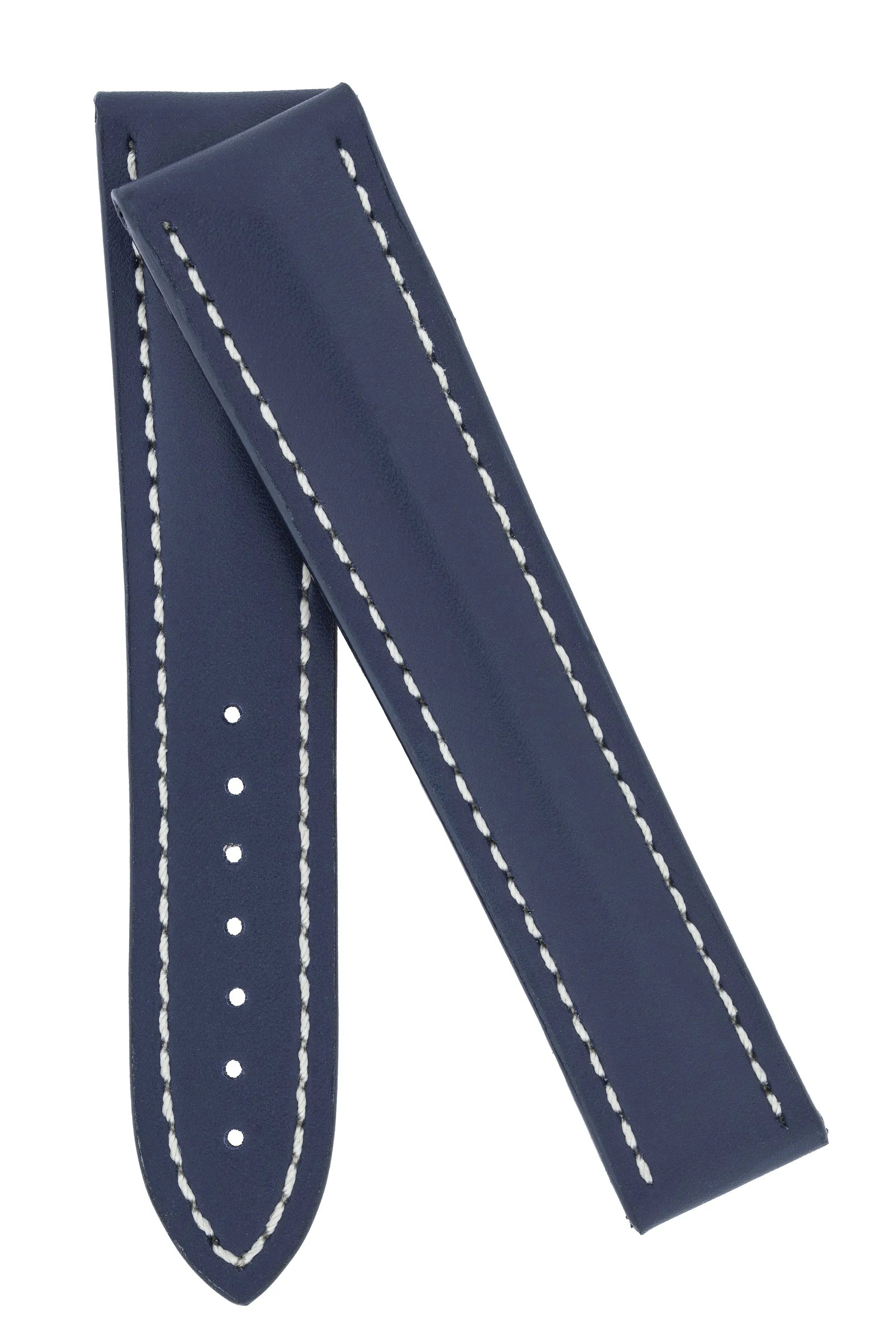 Omega-Style Calf Deployment Watch Strap in BLUE