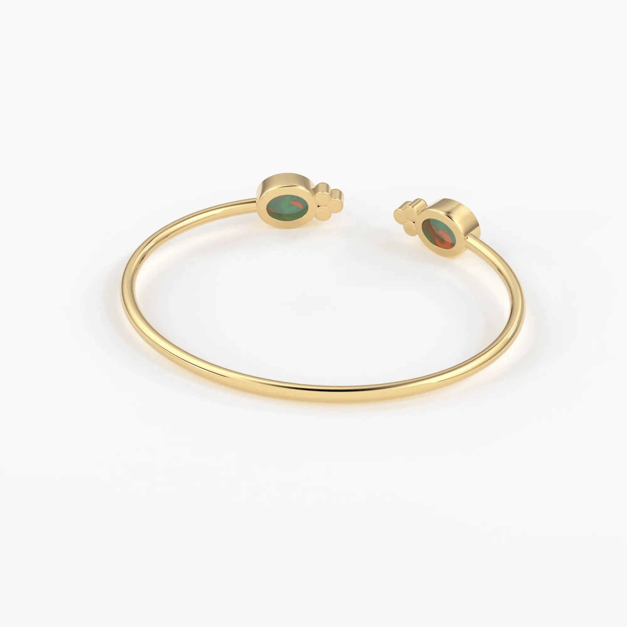 Opal Cuff Bracelet, Open Bangle Bracelet, Real Solid Gold Cuff Bracelet, Vintage Stacking Bangle, 14k Gold Bangle Bracelet