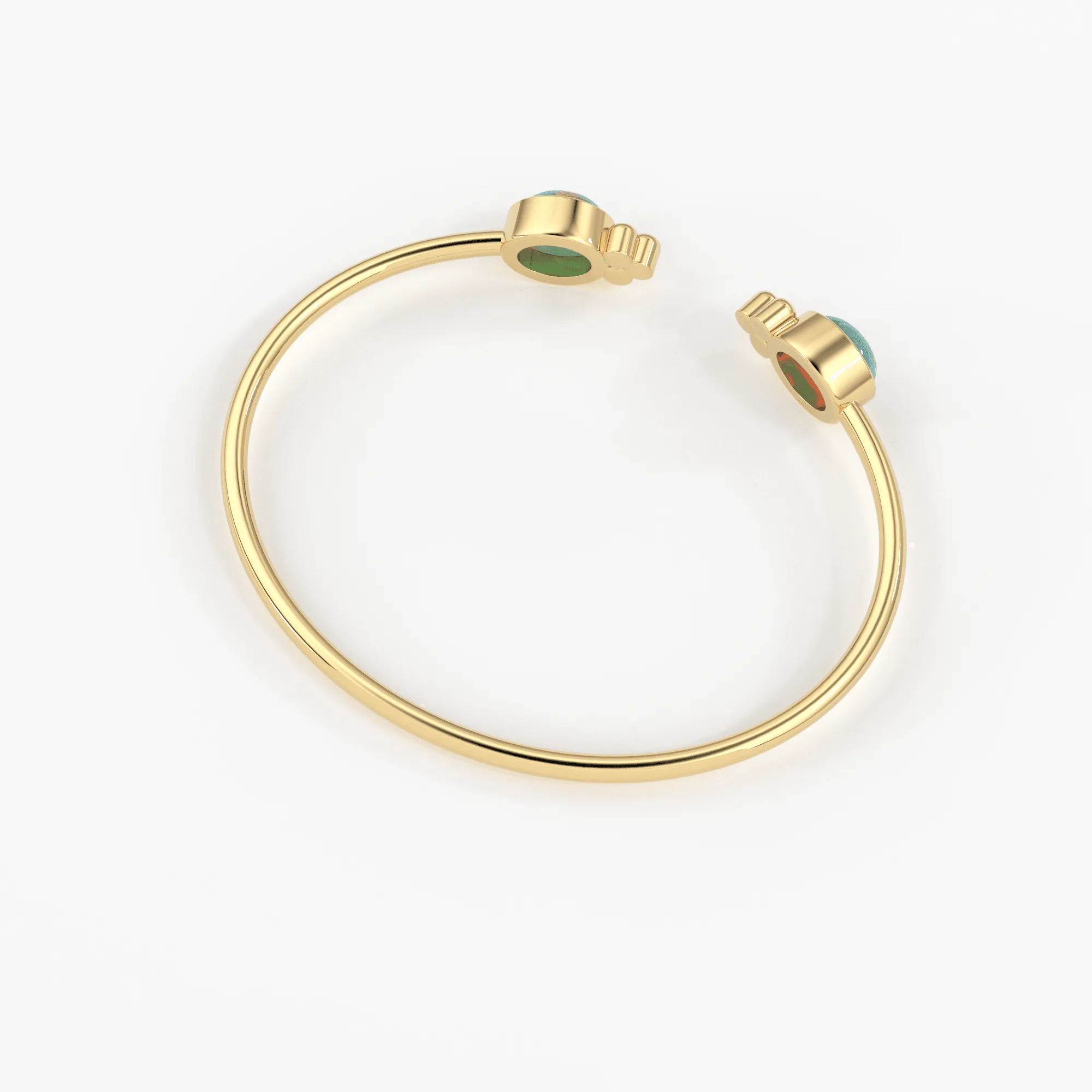 Opal Cuff Bracelet, Open Bangle Bracelet, Real Solid Gold Cuff Bracelet, Vintage Stacking Bangle, 14k Gold Bangle Bracelet