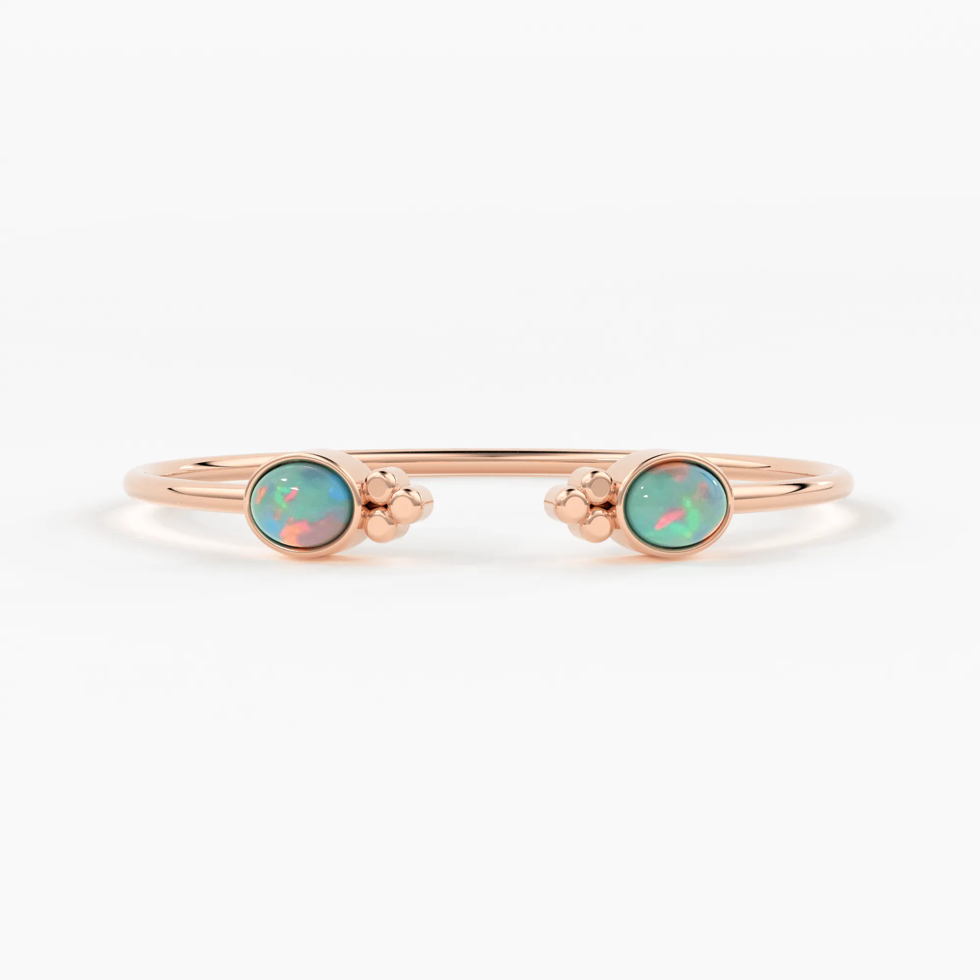Opal Cuff Bracelet, Open Bangle Bracelet, Real Solid Gold Cuff Bracelet, Vintage Stacking Bangle, 14k Gold Bangle Bracelet