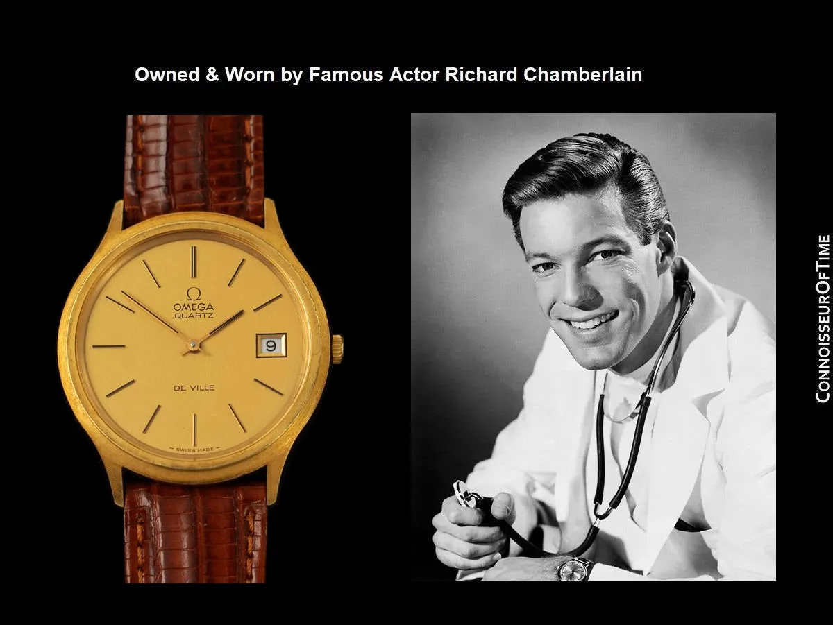 Owned & Worn By Richard Chamberlain - Omega De Ville 18K Gold Plated & Stainless Steel Watch