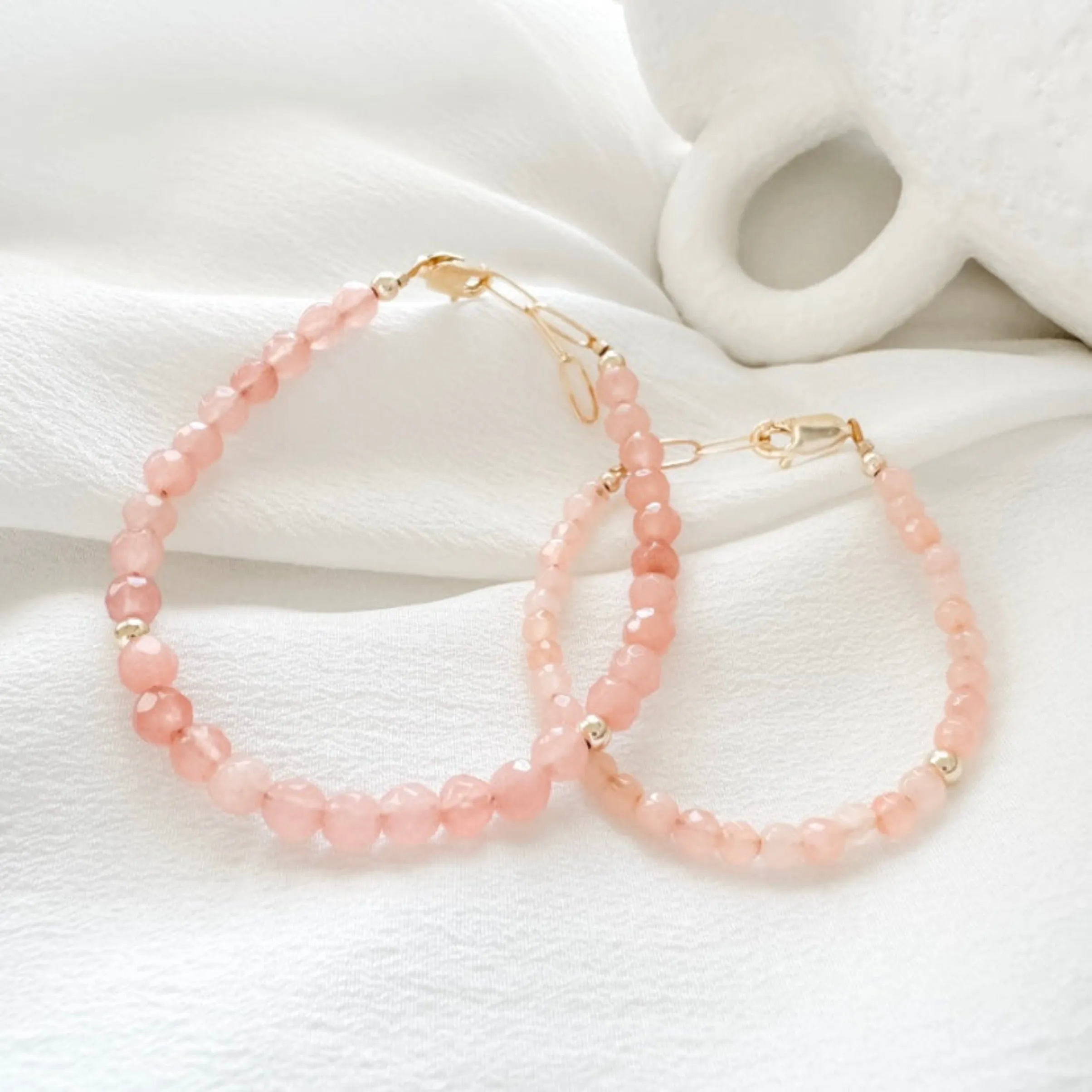 Pale Pink Natural Coral Mama and Mini Bracelets - Set or Each