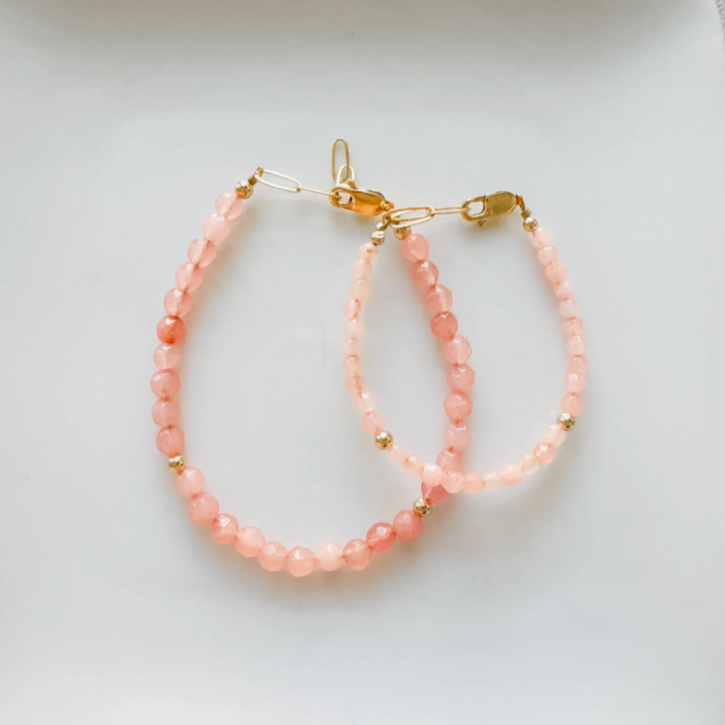 Pale Pink Natural Coral Mama and Mini Bracelets - Set or Each