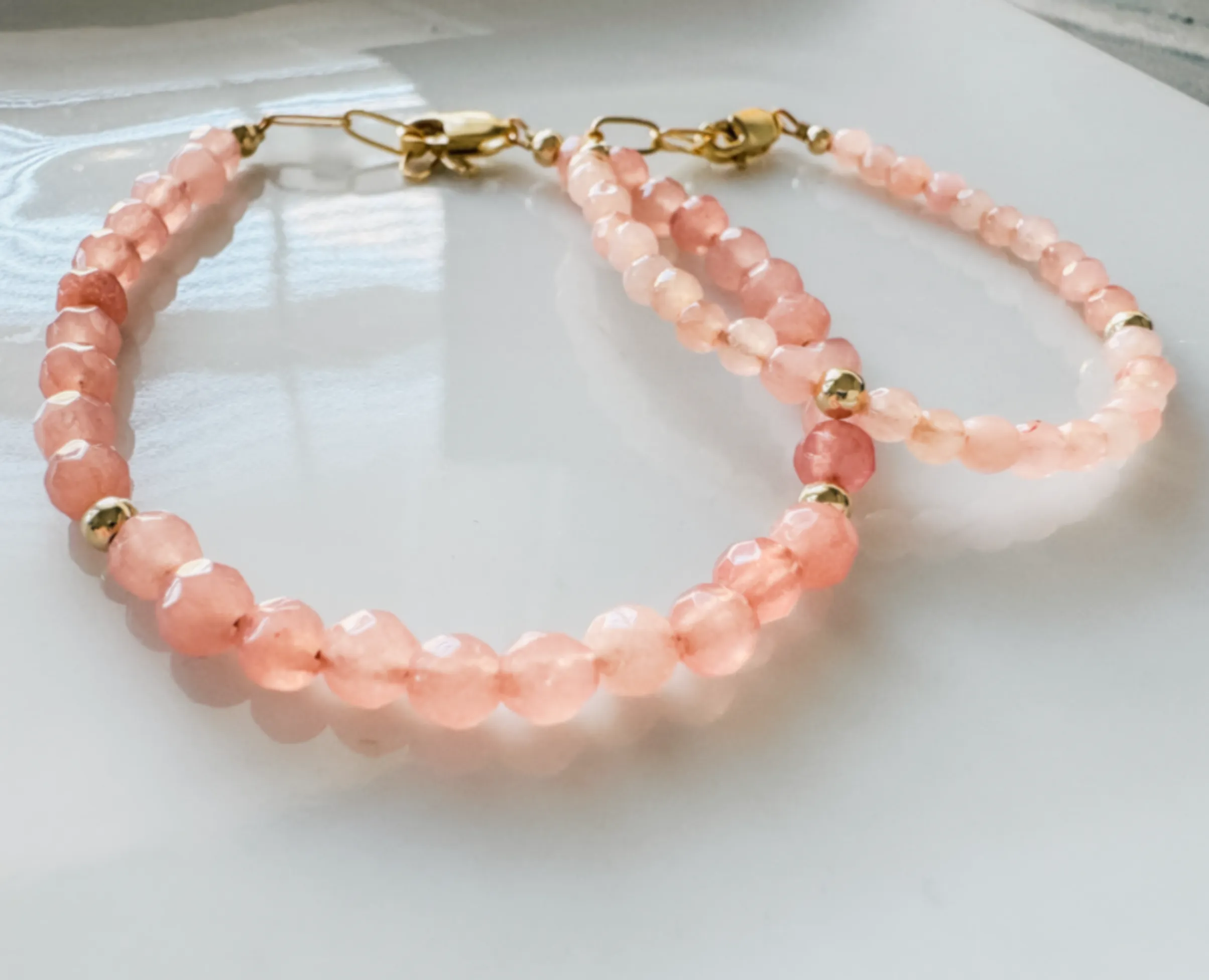 Pale Pink Natural Coral Mama and Mini Bracelets - Set or Each