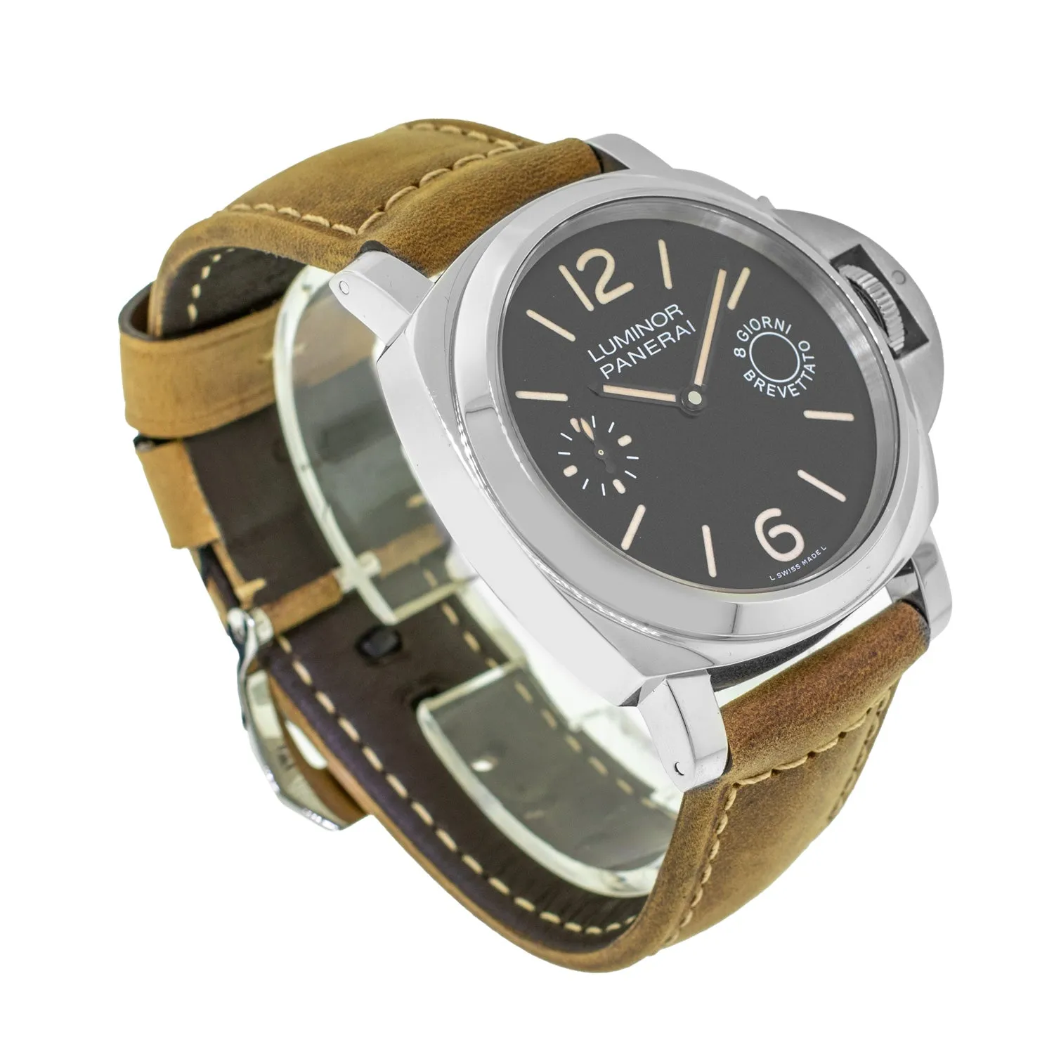 Panerai Luminor Marina 8 Days 44mm Stainless Steel Black Arabic Dial - PAM00590
