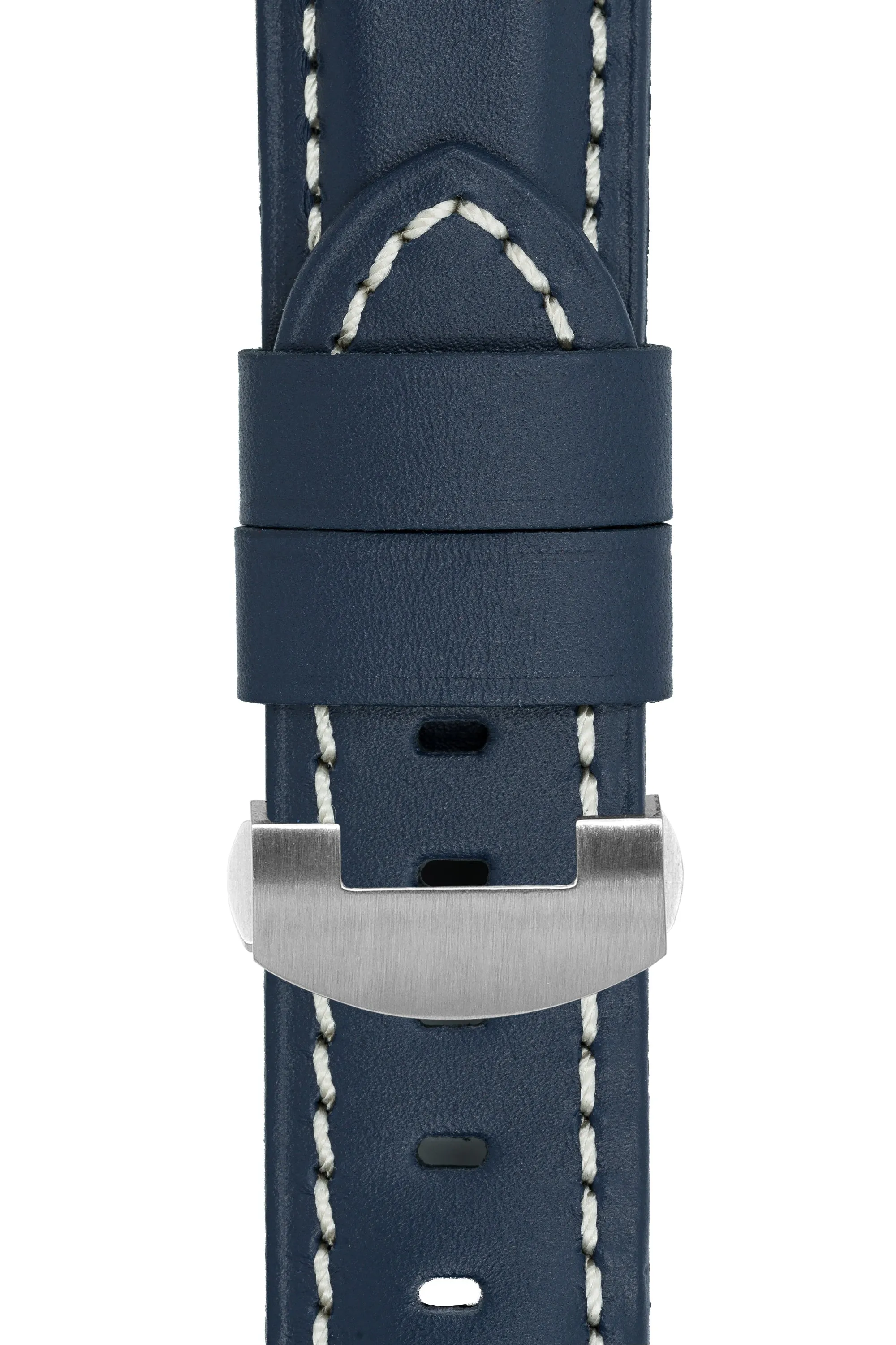 Panerai-Style Calf Leather Deployment Watch Strap in BLUE