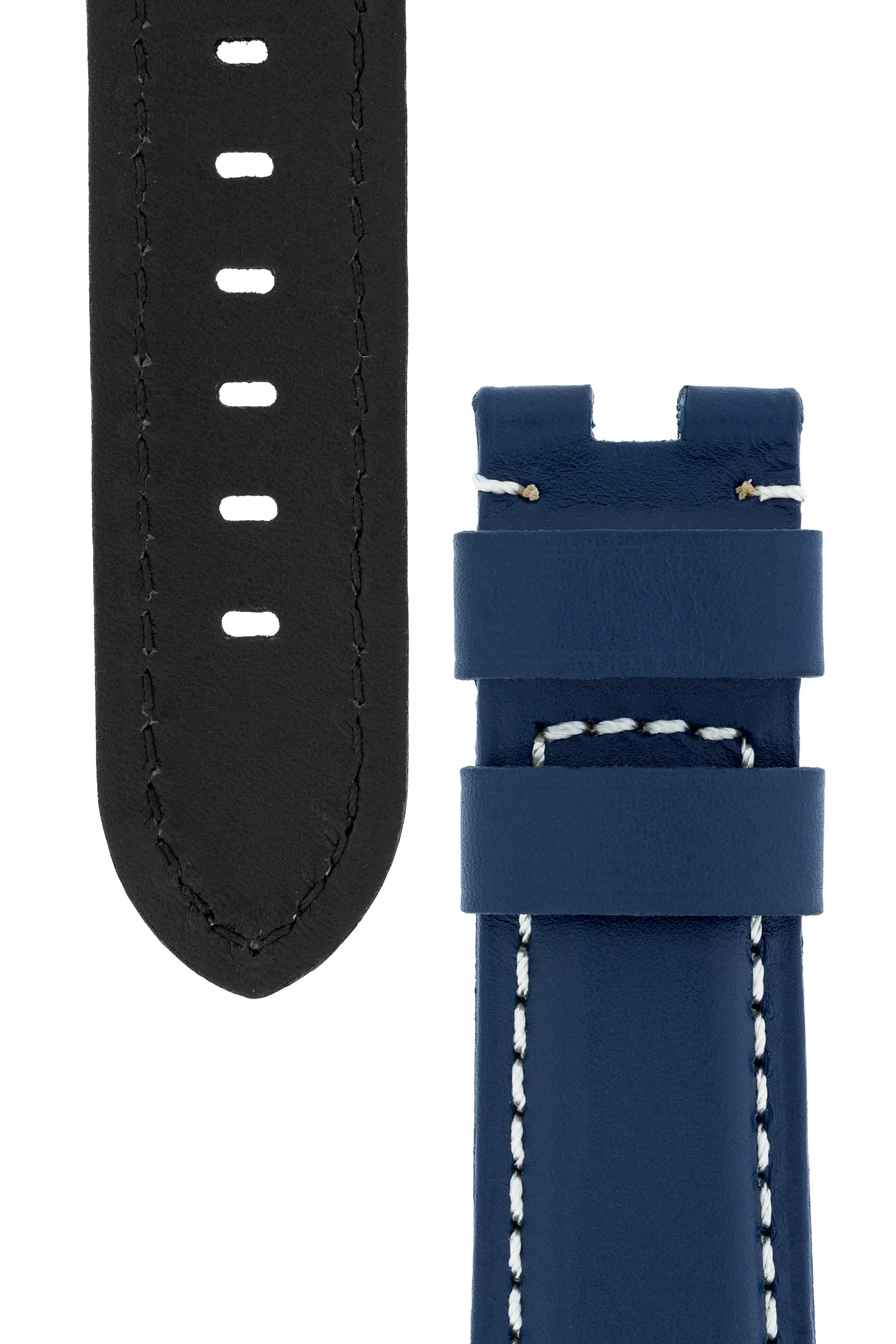 Panerai-Style Calf Leather Deployment Watch Strap in BLUE