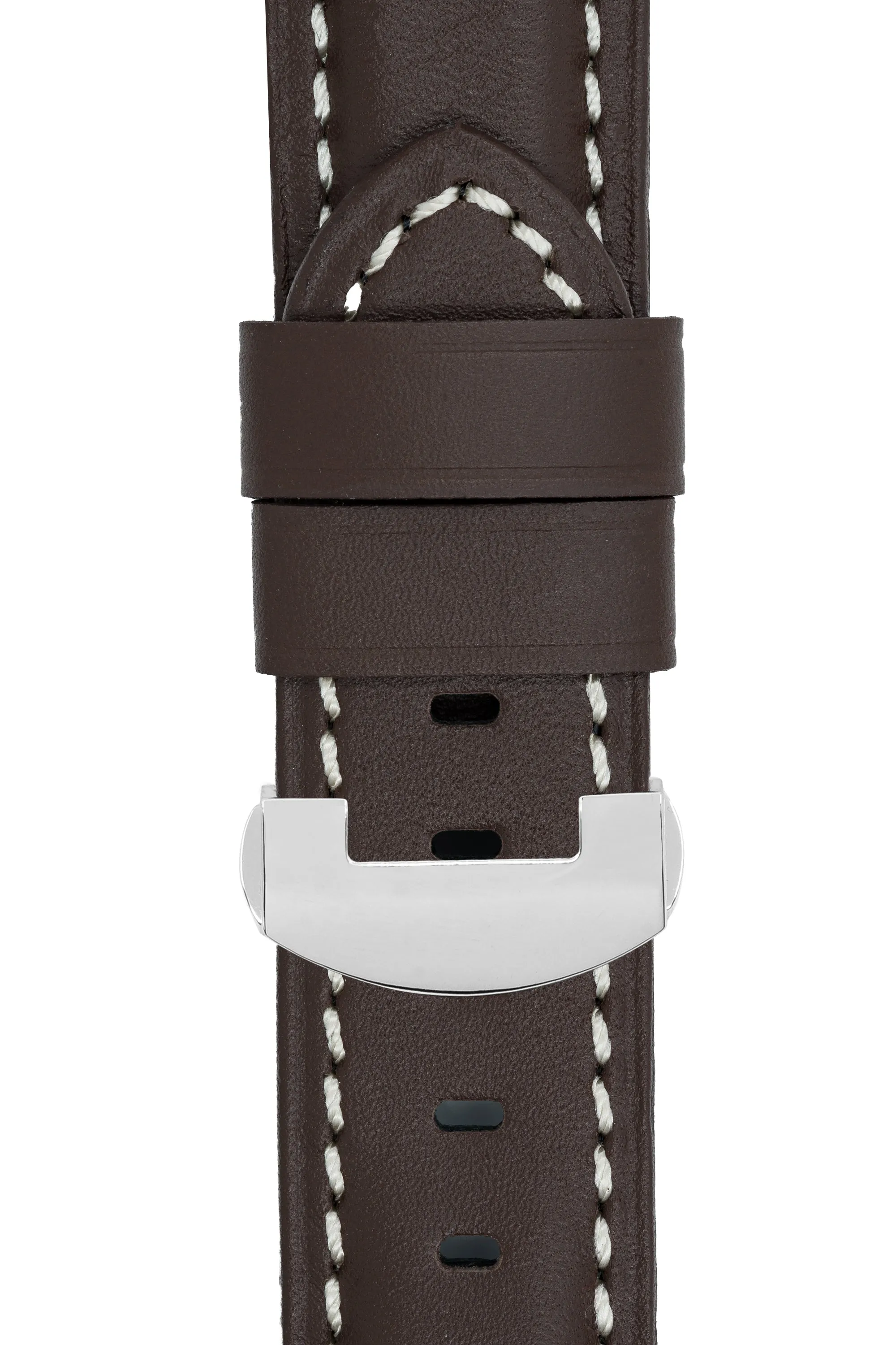 Panerai-Style Calf Leather Deployment Watch Strap in CHOCOLATE