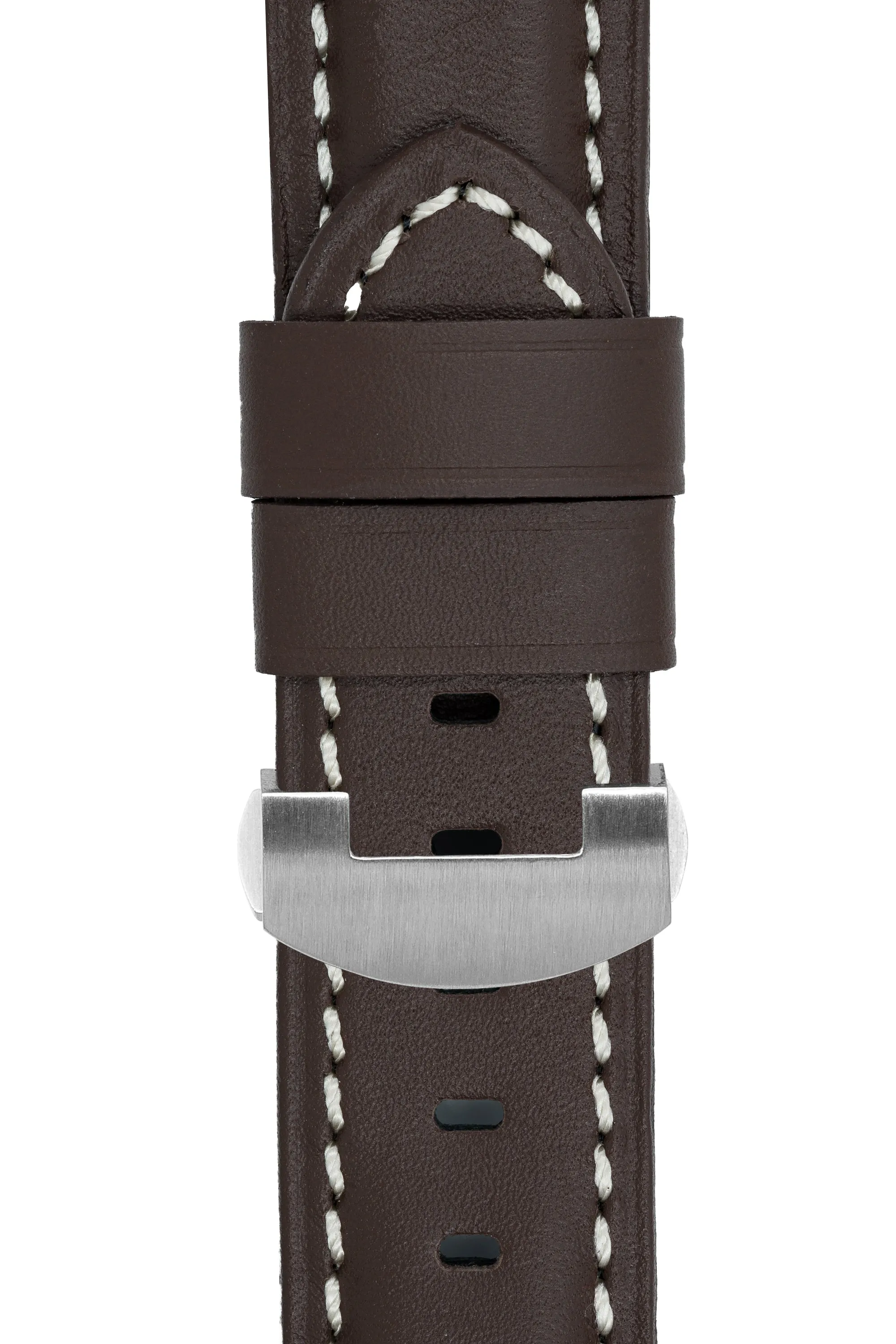 Panerai-Style Calf Leather Deployment Watch Strap in CHOCOLATE