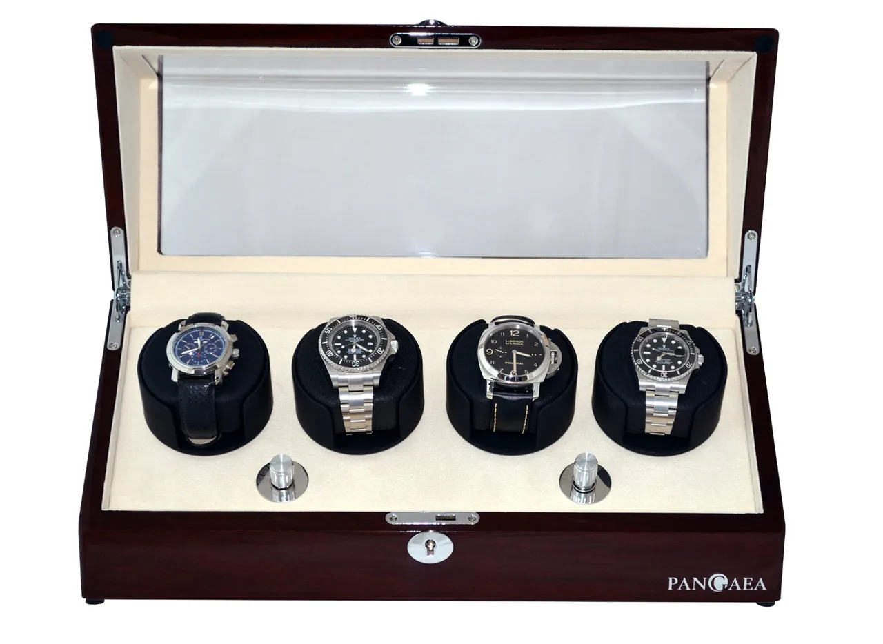 Pangaea Q360 Quad Automatic Four Watch Winder- Mahogany